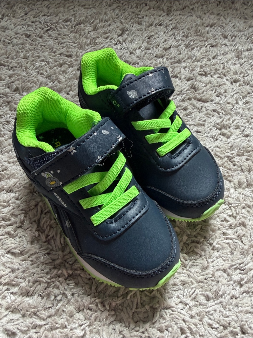 Reebok Kids Navy and Neon Green Sneakers